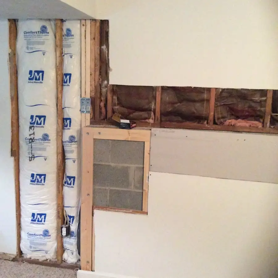 Wall insulation replacement during Basement Flood Cleanup in Ward